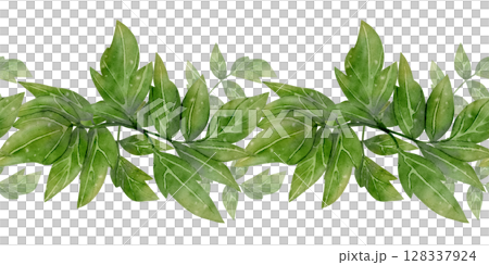 Green leaves seamless border Green leaves seamless border 128337924