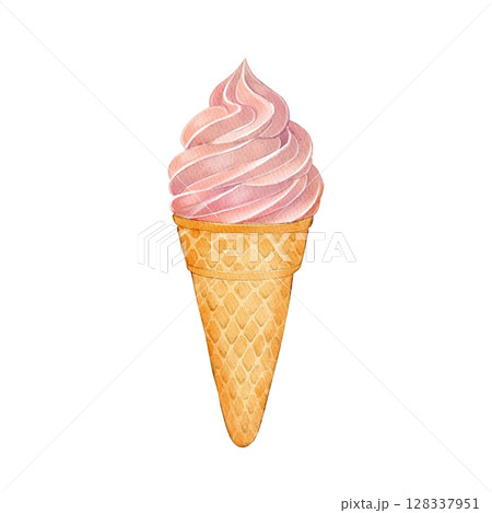 Ice cream cone swirl dessert Ice cream cone swirl dessert 128337951