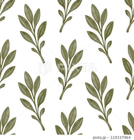 Green leaf branch seamless pattern illustration 128337964
