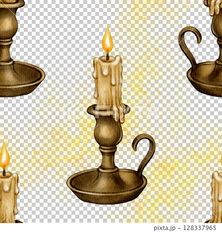 Seamless pattern with vintage candle Seamless pattern with vintage candle 128337965
