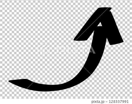 Illustration material of a black arrow icon rising to the right Illustration material of a black arrow icon rising to the right 128337991