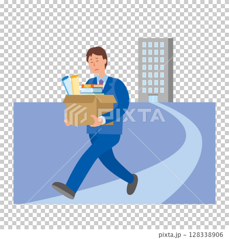 解雇されて会社を去る男性 128338906