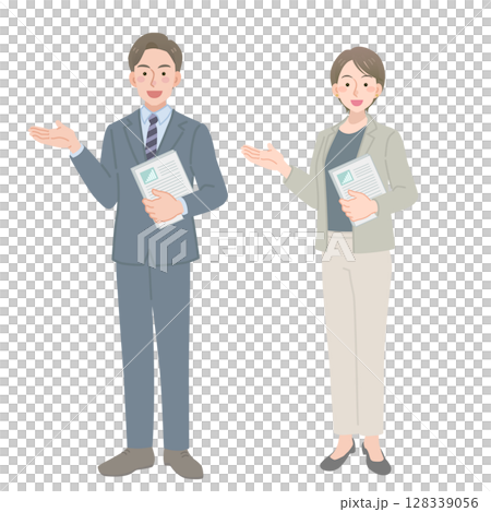 男女辦公室職員持證上崗指導 128339056