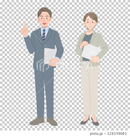 帶著筆記型電腦的商務男士和女士 128339061