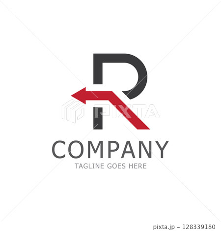R letter arrow vector illustration icon logo template design 128339180