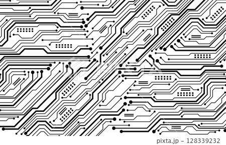Abstract black circuit board technology connected lines electronics elements computer motherboard chip processor semiconductor digital on white background vector Abstract black circuit board technology connected lines electronics elements computer motherboard chip processor semiconductor digital on white background vector 128339232