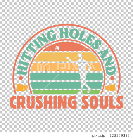 Hitting holes and crushing souls retro t shirt design, Cornhole svg, Cornhole t shirt design, Retro vintage t shirt design. 128339355