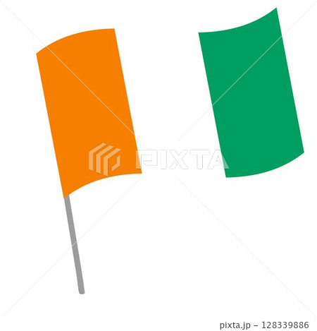 Ireland national flag flutters with flagpole 128339886