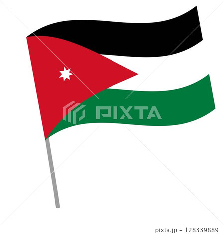 Jordan national flag flutters with flagpole 128339889
