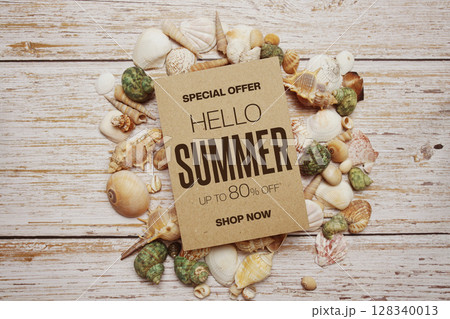 Summer Sale 80% off Promotion Offer Discount Retail Shopping Concept 128340013