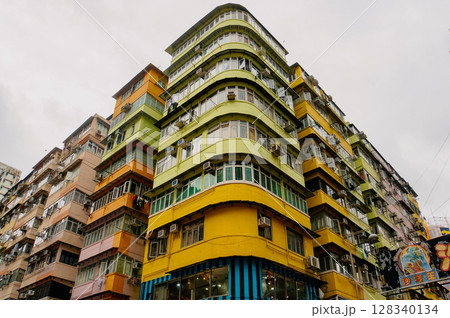 Low angle view of buildings in Hong Kong 128340134