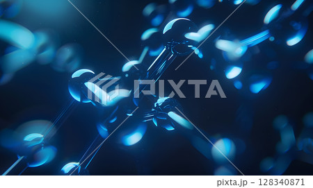 A glowing 3D illustration of a biochemistry 128340871