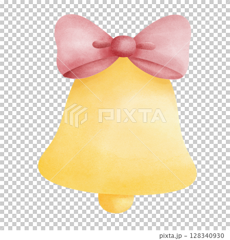 Yellow bell with ribbon  128340930