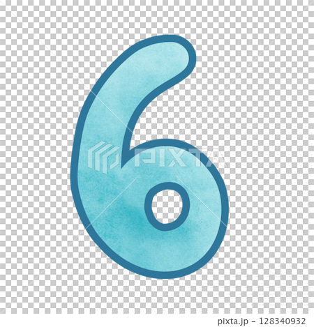 Blue number  six 128340932