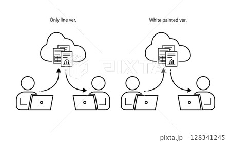 クラウドを利用して情報を共有する人物のピクトグラム 128341245