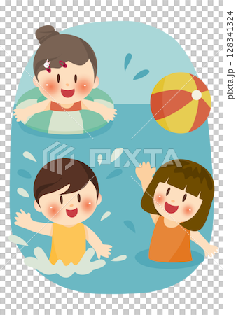 水遊びを楽しむ子どもたち、Kids Having Fun in the Pool 水遊びを楽しむ子どもたち、Kids Having Fun in the Pool 128341324