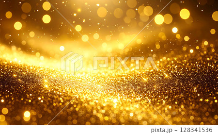 ゴールドの輝きが広がる華やかな背景 ゴールドの輝きが広がる華やかな背景 128341536