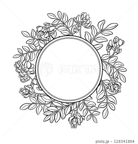 Astragalus Branch Outline Round Frame 128341804