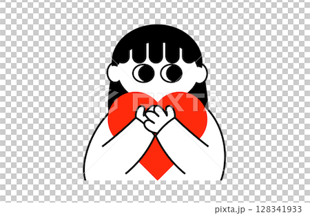 赤いハートを抱える女の子 赤いハートを抱える女の子 128341933
