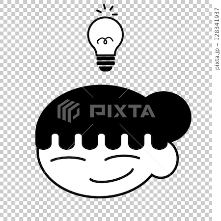 Simple illustration of an inspired girl (black and white) Simple illustration of an inspired girl (black and white) 128341937