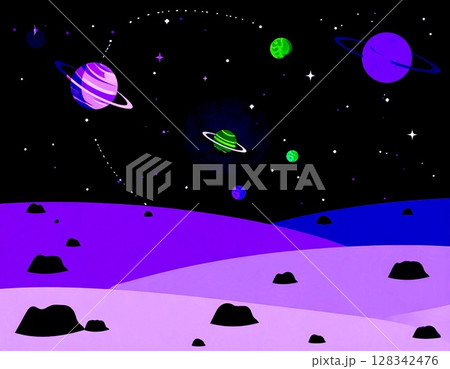 火星から見た宇宙の背景イラスト 128342476