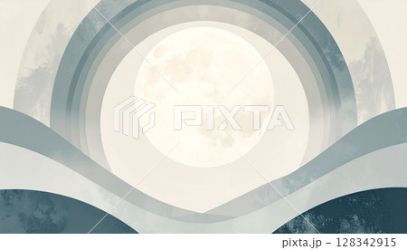 抽象的な月と曲線のデザイン構成 128342915