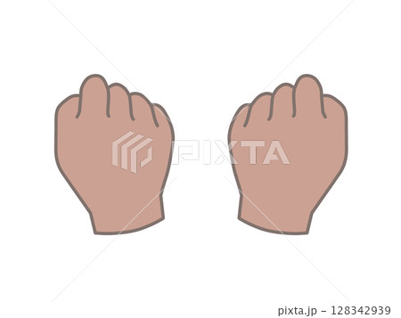 グッとした握りこぶしの手　茶色 128342939