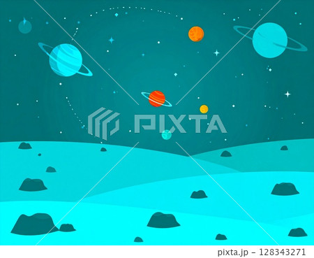 火星から見た宇宙の背景イラスト 128343271