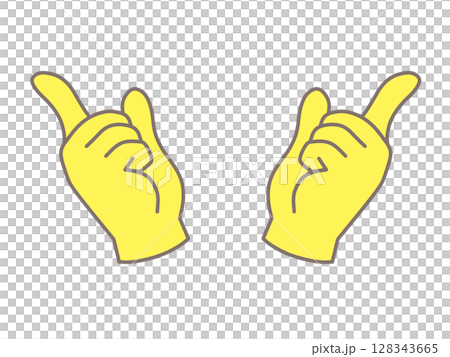 Pointing hand yellow 128343665