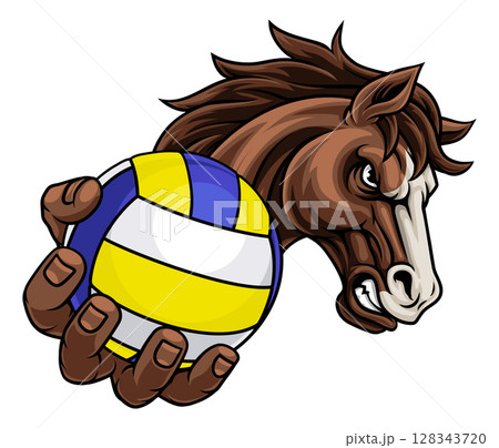 Horse Mustang Stallion Volleyball Sport Mascot 128343720