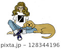 女の子とイヌ 128344196