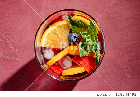 glass of red sangria glass of red sangria 128344492