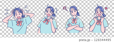 動漫風格的女孩臉部表情集 128344495