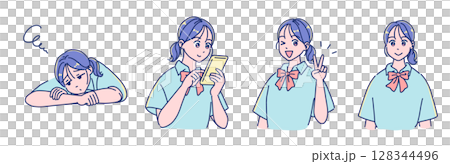 動漫風格的女孩臉部表情集 128344496