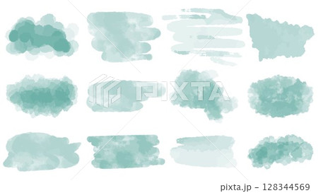 Sea azure watercolor stains set Sea azure watercolor stains set 128344569