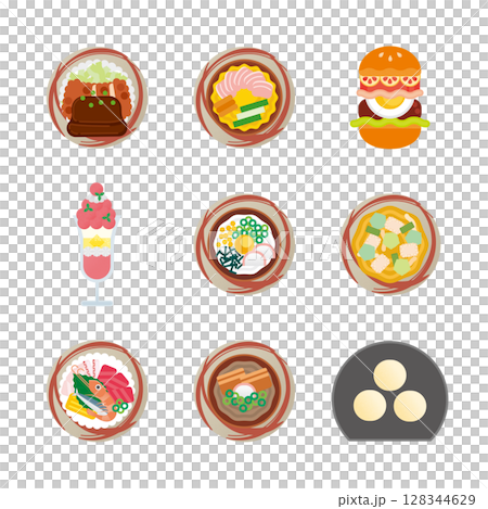 岡山グルメのイラストセット2 128344629