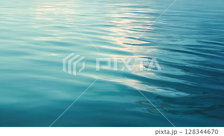 青く輝く水面のテクスチャ　穏やかな海の波紋_2 128344670