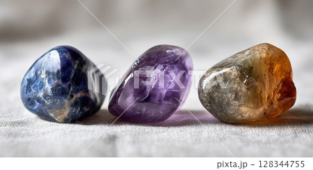 カラフルな石の並んだ背景　AI画像 128344755