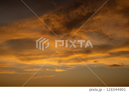 Cloudy summer sunset, Acharavi, Corfu, Greece 128344901