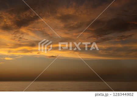 Cloudy summer sunset, Acharavi, Corfu, Greece 128344902