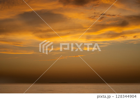 Cloudy summer sunset, Acharavi, Corfu, Greece 128344904
