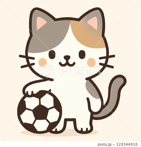 サッカーをする猫 128344918