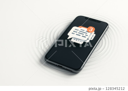 The smartphone vibrates from incoming messages. Space for text. 128345212