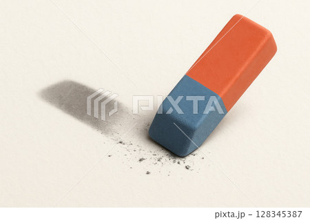 Erasing the past trace with an eraser. Space for text. 128345387