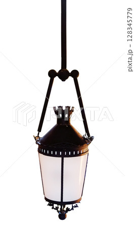 Vintage hanging lamp electrical classic lantern isolated on white background with clipping path 128345779