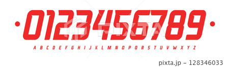 Font Logo Numbers Numeric Alphabet Typography Design Vector Type Typeface. Narrow slanted digits with sport tension for motorsport, esports, automotive, team jerseys, speed-driven branding. Font Logo Numbers Numeric Alphabet Typography Design Vector Type Typeface. Narrow slanted digits with sport tension for motorsport, esports, automotive, team jerseys, speed-driven branding. 128346033