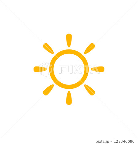 Sun Logo With Hollow Center And Petal Rays. Great For Summer Branding, Vacation Projects, June-July Weather Logos, And Nature-Based Identities. Vector Illustration. 128346090