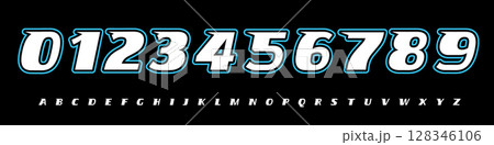 Font Logo Numbers Numeric Alphabet Typography Design Vector Type Typeface. Slanted varsity digits with retro outline, bold energy for sports jerseys, teamwear, racing numbers, dynamic game visuals Font Logo Numbers Numeric Alphabet Typography Design Vector Type Typeface. Slanted varsity digits with retro outline, bold energy for sports jerseys, teamwear, racing numbers, dynamic game visuals 128346106