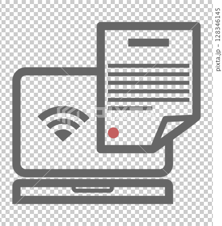 Laptop and internet communication documents icon 128346145