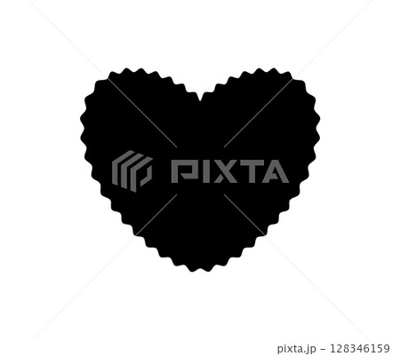 Black Sticker Logo Tag Emblem. Label Shape for Badge Design, Sale Offer, Original Product Mark, Branding Element. Black Scalloped Heart Silhouette. Vector Illustration. Black Sticker Logo Tag Emblem. Label Shape for Badge Design, Sale Offer, Original Product Mark, Branding Element. Black Scalloped Heart Silhouette. Vector Illustration. 128346159
